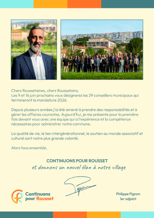 Lettre aux Roussetains Philippe Pignon
